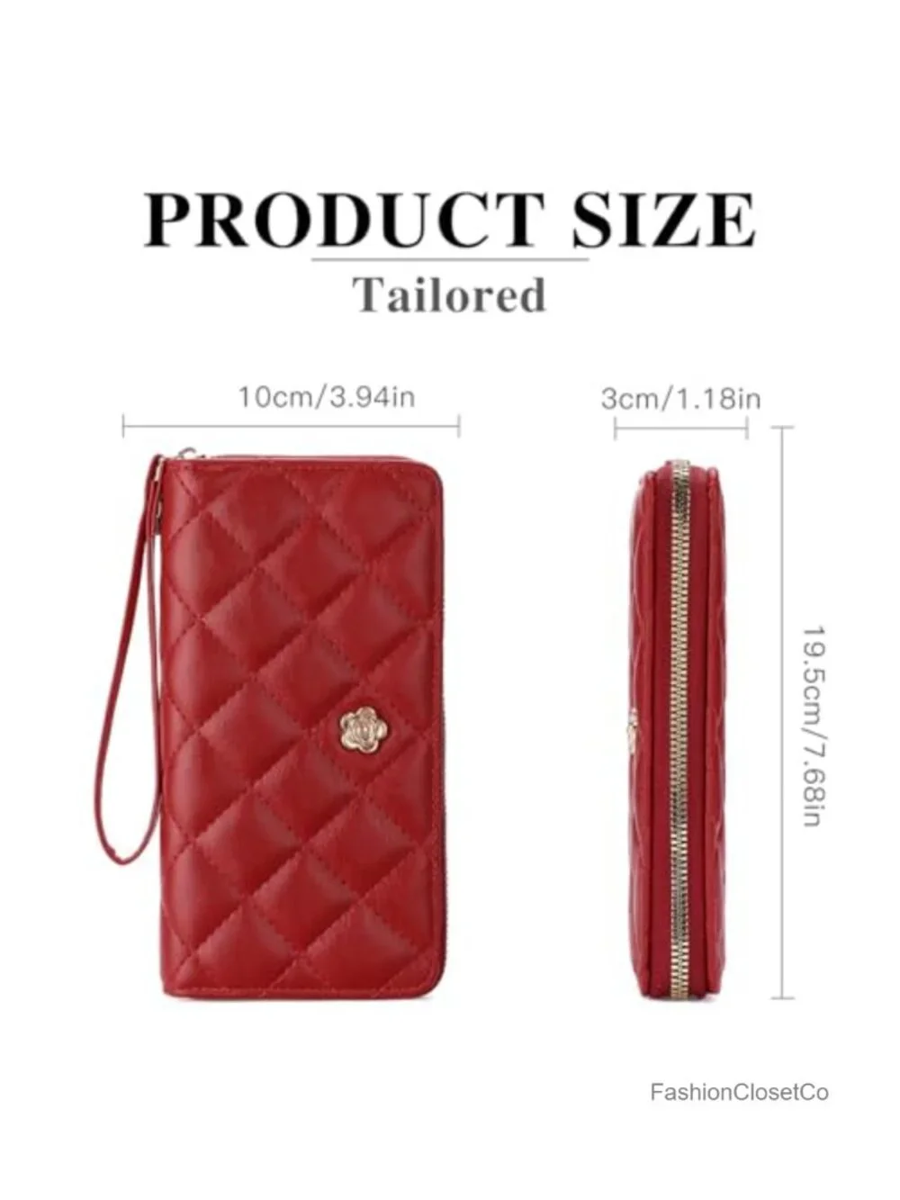 Large Capacity Quilted Faux Leather Wristlet Wallet with Zip Around Closure